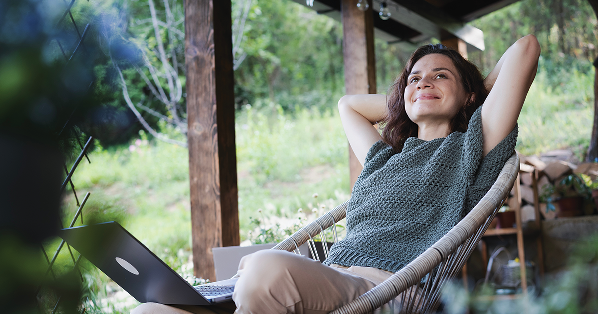 Woman relaxing in hammock, managing depression.